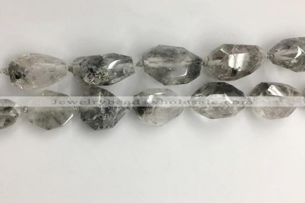 CNG3585 15*25mm - 20*30mm faceted nuggets black rutilated quartz beads