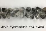 CNG3586 15*20mm - 15*30mm faceted nuggets black rutilated quartz beads