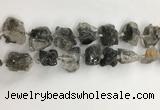 CNG3587 15*20mm - 18*25mm nuggets black & white rutilated quartz beads