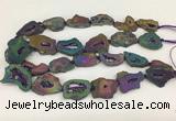 CNG3648 15.5 inches 22*30mm - 30*40mm freeform plated druzy agate beads