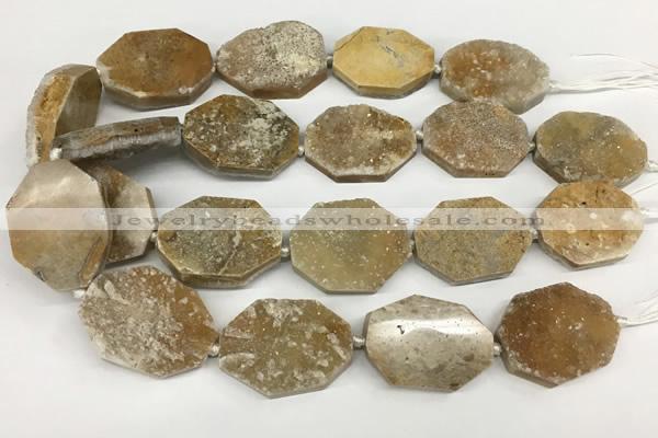 CNG3655 15.5 inches 25*32mm - 28*38mm octagonal druzy agate beads