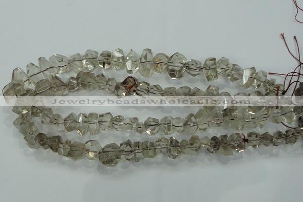 CNG366 15.5 inches 10*20mm faceted nuggets smoky quartz beads