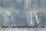 CNG368 15.5 inches 10*20mm faceted nuggets blue chalcedony beads