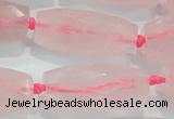 CNG374 15.5 inches 15*35mm faceted nuggets rose quartz beads