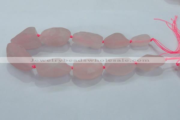 CNG434 15.5 inches 20*30mm – 25*48mm nuggets rose quartz beads