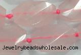 CNG480 15.5 inches 20*30mm twisted & faceted nuggets rose quartz beads