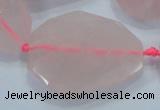 CNG481 15.5 inches 30*40mm twisted & faceted nuggets rose quartz beads