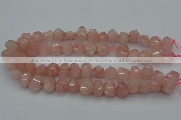 CNG5005 15.5 inches 12*16mm - 15*20mm faceted nuggets rose quartz beads