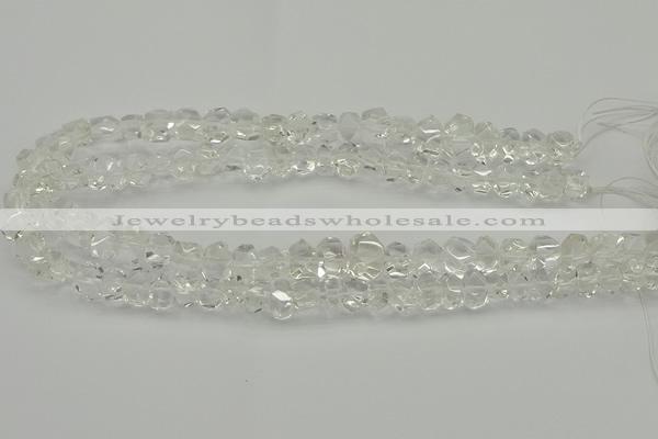 CNG5022 15.5 inches 6*8mm - 10*14mm faceted nuggets white crystal beads