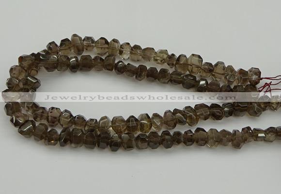 CNG5028 15.5 inches 6*9mm - 10*15mm faceted nuggets smoky quartz beads