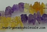 CNG5045 15.5 inches 4*8mm - 6*15mm nuggets amethyst & citrine beads