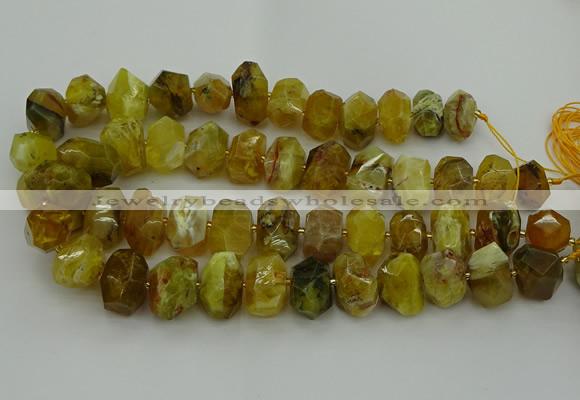 CNG5095 13*18mm - 15*20mm faceted nuggets yellow & green opal beads