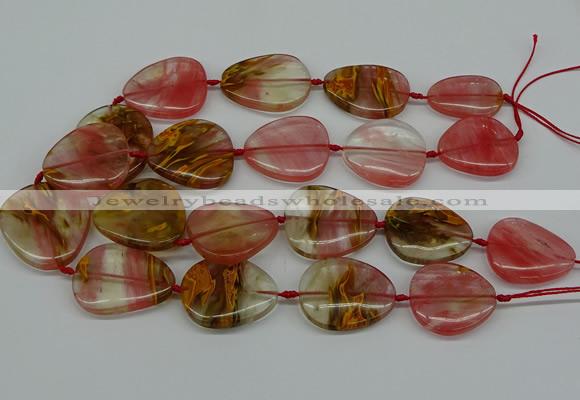 CNG5155 16*22mm - 30*35mm freeform volcano cherry quartz beads