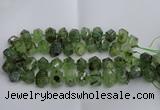 CNG5202 12*16mm - 15*20mm faceted nuggets green rutilated quartz beads