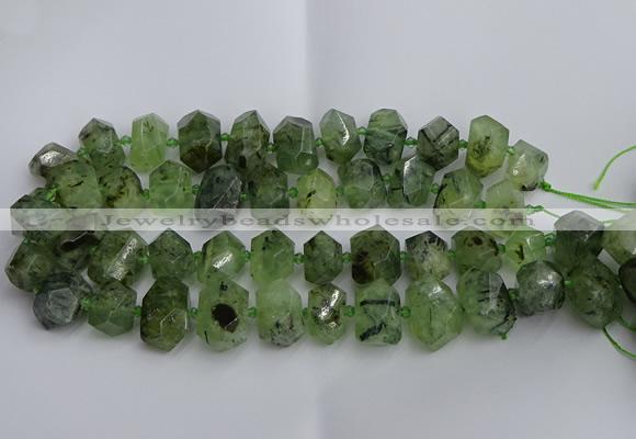 CNG5202 12*16mm - 15*20mm faceted nuggets green rutilated quartz beads