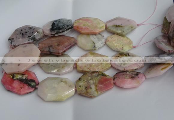 CNG5207 15.5 inches 20*30mm - 25*45mm freeform pink opal gemstone beads