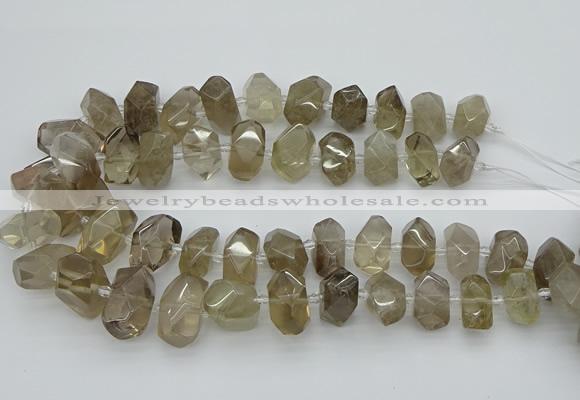 CNG5213 15.5 inches 12*16mm - 15*20mm faceted nuggets smoky quartz beads