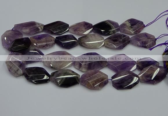 CNG5264 20*30mm - 22*35mm faceted freeform dogtooth amethyst beads