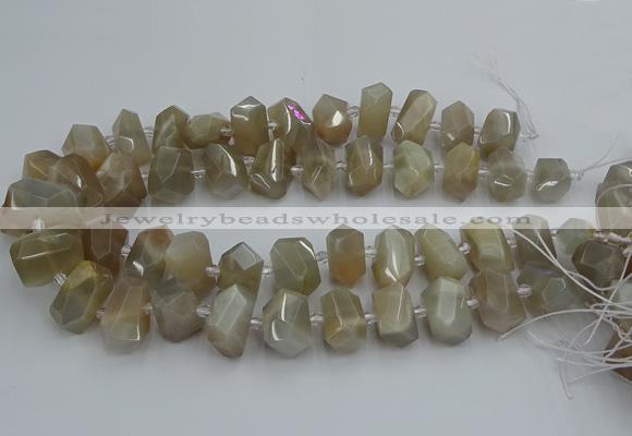 CNG5300 15.5 inches 12*16mm - 15*20mm faceted nuggets moonstone beads