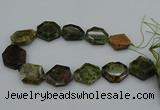 CNG5314 15.5 inches 20*30mm - 35*45mm freeform green garnet beads