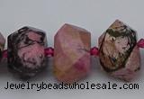 CNG5326 15.5 inches 12*16mm - 15*20mm faceted nuggets rhodonite beads