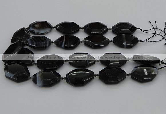 CNG5350 15.5 inches 25*35mm - 30*40mm faceted freeform agate beads