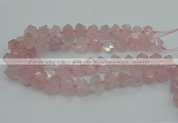 CNG5367 15.5 inches 12*16mm - 15*20mm faceted nuggets rose quartz beads