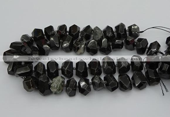 CNG5368 12*16mm - 15*20mm faceted nuggets black tourmaline beads