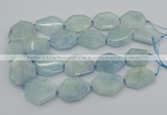 CNG5375 15.5 inches 20*30mm - 35*45mm faceted freeform aquamarine beads