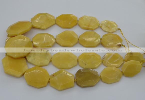 CNG5405 15.5 inches 20*30mm - 35*45mm faceted freeform yellow jade beads