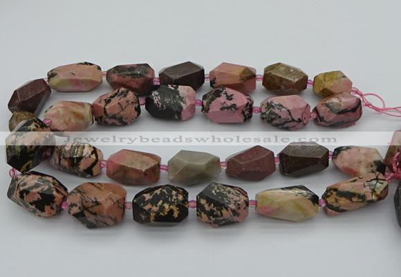 CNG5421 15.5 inches 12*16mm - 15*25mm faceted nuggets rhodonite beads