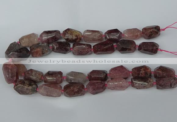 CNG5442 12*16mm - 15*25mm faceted nuggets strawberry quartz beads