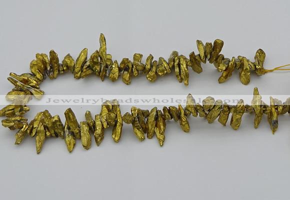 CNG5462 15.5 inches 6*10mm - 8*20mm nuggets plated quartz beads