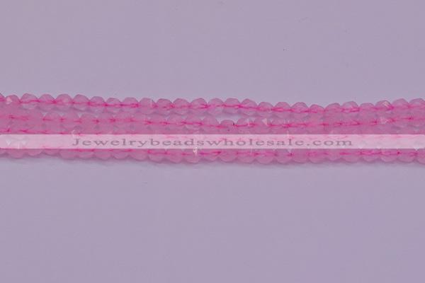 CNG5481 15.5 inches 6mm faceted nuggets rose quartz beads