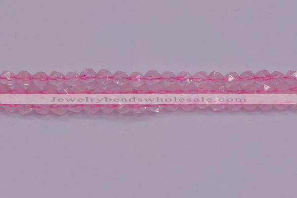 CNG5482 15.5 inches 8mm faceted nuggets rose quartz beads