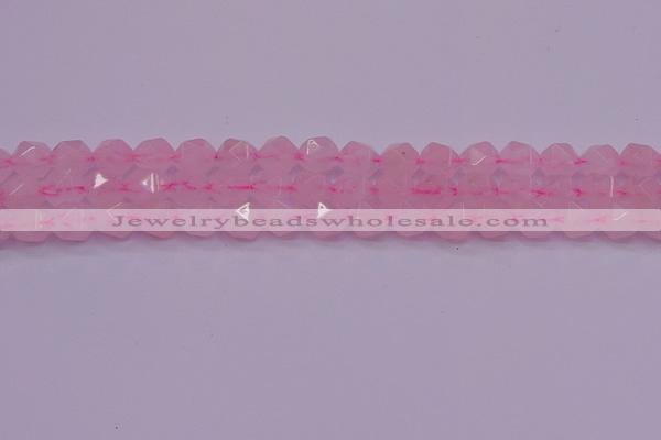 CNG5483 15.5 inches 10mm faceted nuggets rose quartz beads