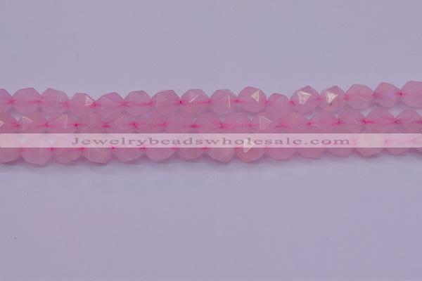 CNG5484 15.5 inches 12mm faceted nuggets rose quartz beads