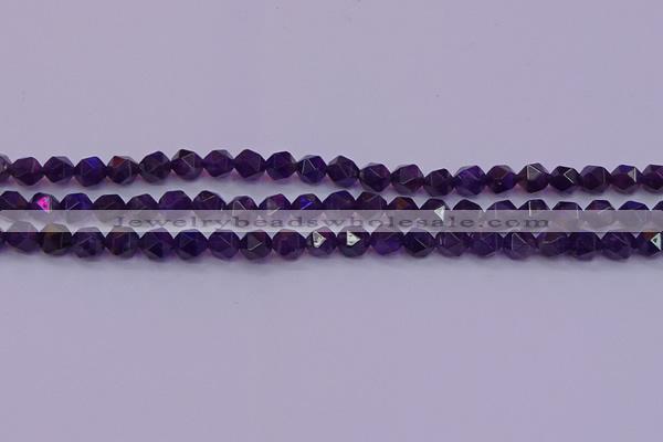 CNG5491 15.5 inches 6mm faceted nuggets amethyst gemstone beads