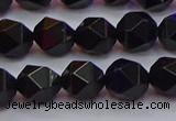 CNG5503 15.5 inches 10mm faceted nuggets black agate beads