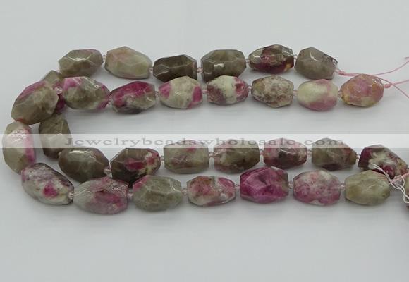 CNG5523 12*16mm - 15*25mm faceted nuggets pink tourmaline beads