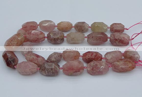 CNG5552 15*20mm - 18*28mm faceted nuggets strawberry quartz beads