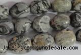 CNG557 15.5 inches 10*14mm nuggets grey picture jasper beads