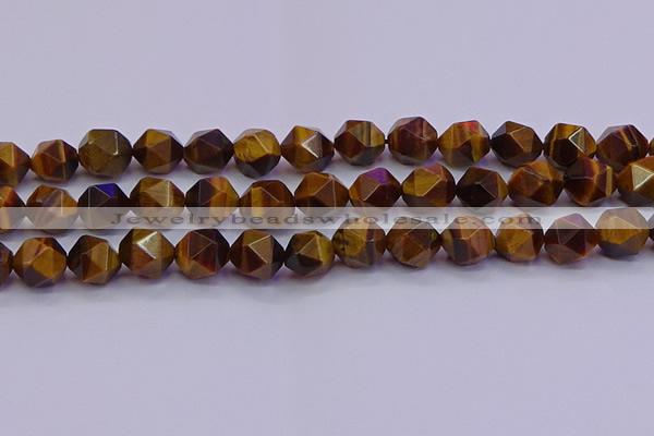 CNG5579 15.5 inches 12mm faceted nuggets yellow tiger eye beads