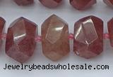 CNG5584 12*16mm - 15*20mm faceted nuggets strawberry quartz beads