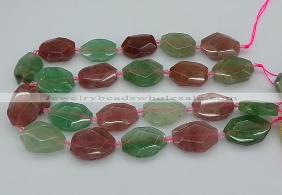 CNG5596 20*25mm - 25*35mm faceted freeform mixed strawberry quartz beads