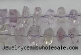 CNG5600 15.5 inches 6*16mm - 8*18mm faceted nuggets amethyst beads