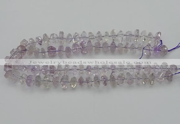 CNG5600 15.5 inches 6*16mm - 8*18mm faceted nuggets amethyst beads