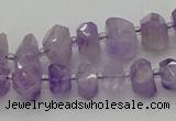 CNG5601 6*16mm - 8*18mm faceted nuggets lavender amethyst beads