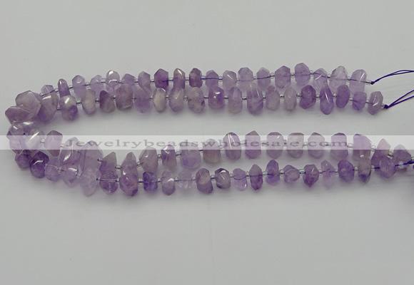 CNG5601 6*16mm - 8*18mm faceted nuggets lavender amethyst beads