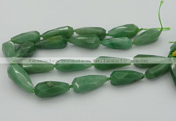 CNG5615 15*35mm - 18*45mm faceted teardrop green aventurine beads